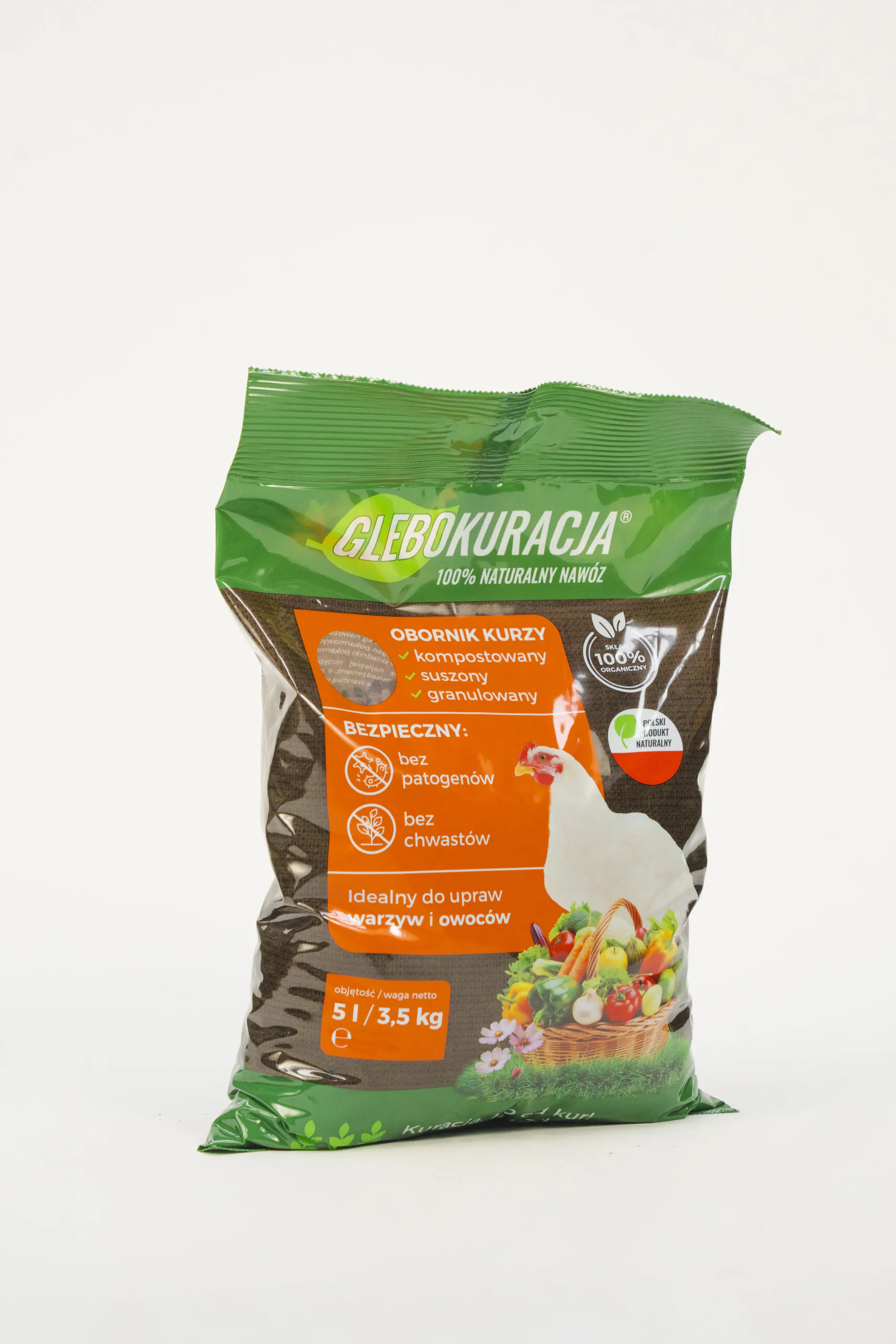 Kurací hnoj organický granulovaný 5L (3,5kg) hnojivo Glebokuracja