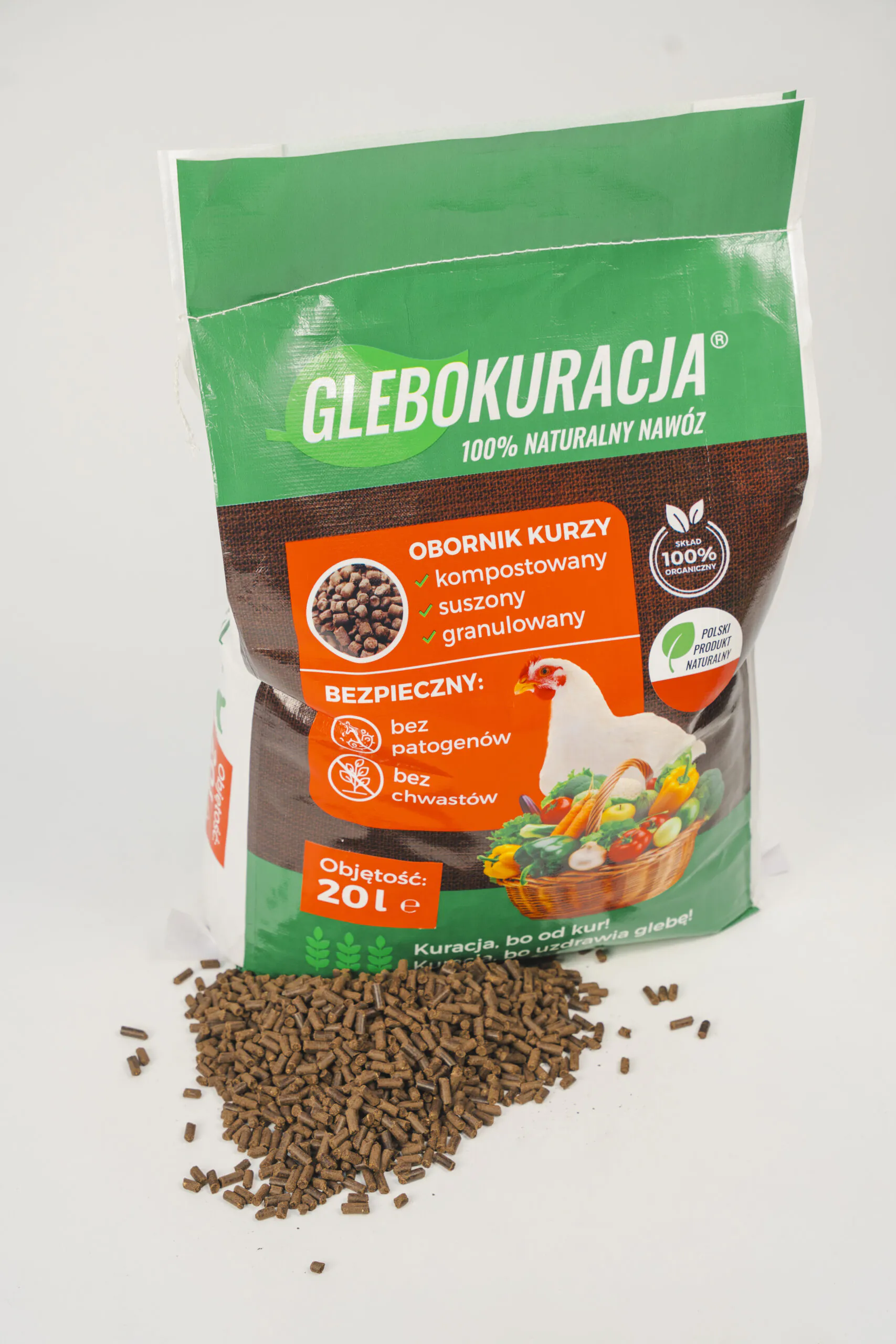 Kurací hnoj organický granulovaný 5L (3,5kg) hnojivo Glebokuracja