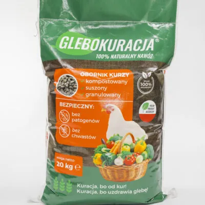 Organický granulovaný kurací hnoj 28 l (20 kg) hnojivo Glebokuracja